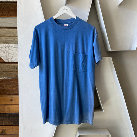 80’s Faded Blue Pocket Tee - Medium