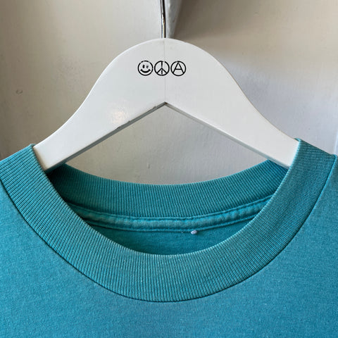 80’s Faded Teal Pocket Tee - XL