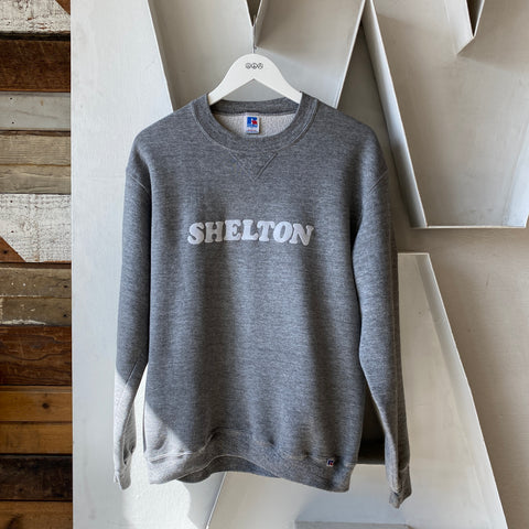 90's Russell Flocked Sweat - Large