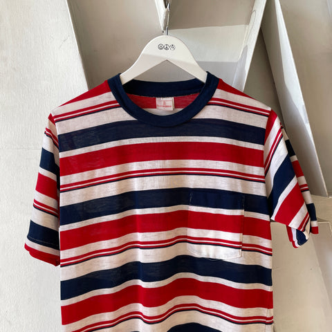 80’s Munsingwear Striped Pocket Tee - Medium