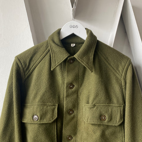 60's Boxy Wool Military Shirt - Small