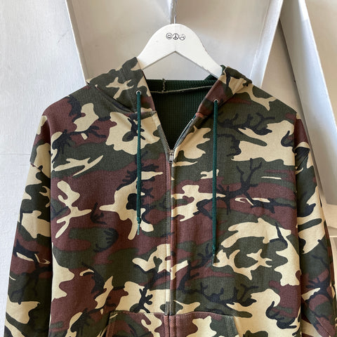 80’s Camo Zip-Up Hoodie - Large