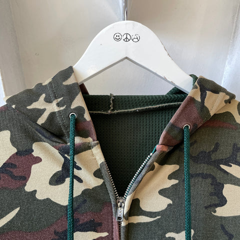 80’s Camo Zip-Up Hoodie - Large