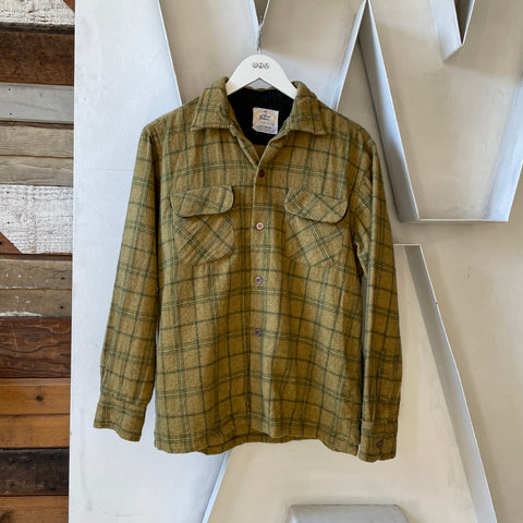 60’s Wool Plaid Button Up - Large
