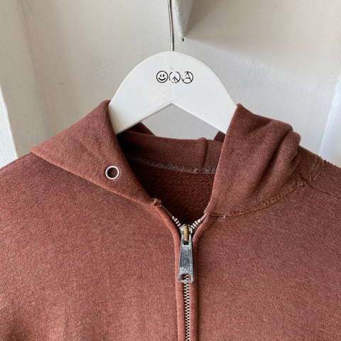 70's Brown Zip Sweat - Medium