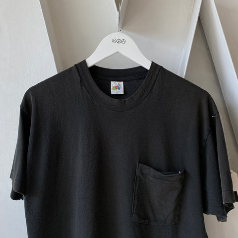 80's Black Pocket Tee - XL