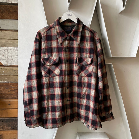 70’s Pendleton Wool Plaid Loop Collar - XL