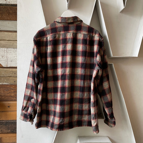70’s Pendleton Wool Plaid Loop Collar - XL