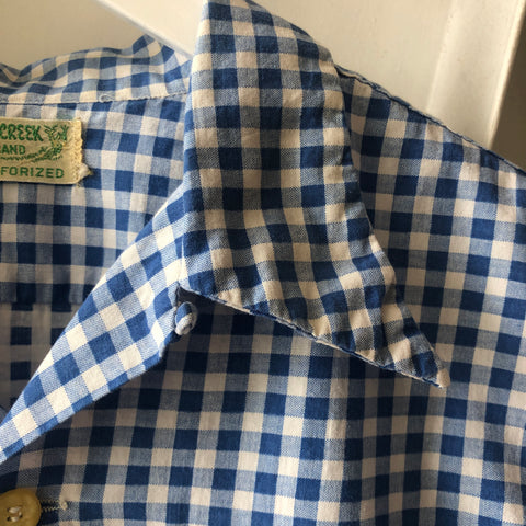 60's Loop Collar Gingham Shirt - Medium