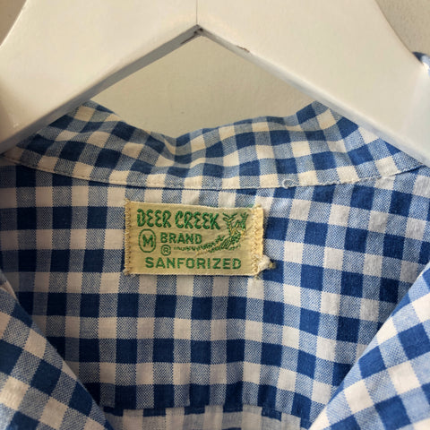 60's Loop Collar Gingham Shirt - Medium