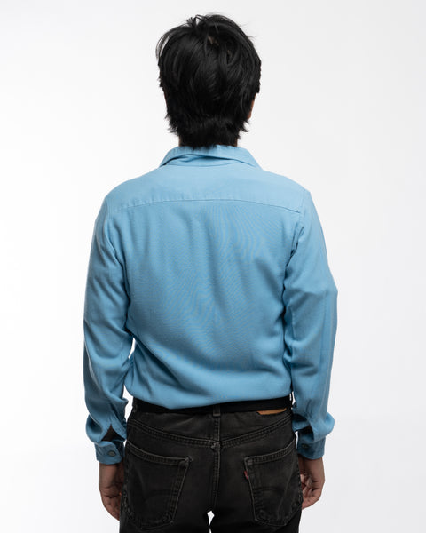 60’s Baby Blue Loop Collar Shirt - Small