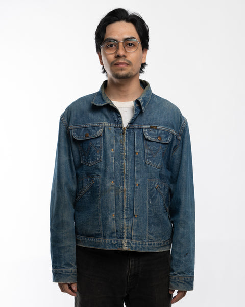 50’s Wrangler Blue Bell Pleated Denim Jacket - Large