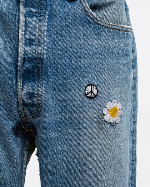 90’s Peace Patched Levi’s 501 Denim - 36” x 25.5”