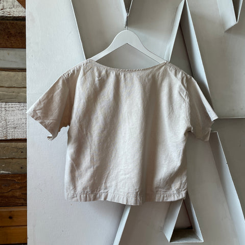 70’s Homemade Cropped Linen Pocket Tee - Small