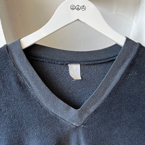 70’s Velour V-neck Pullover Sweatshirt - Large