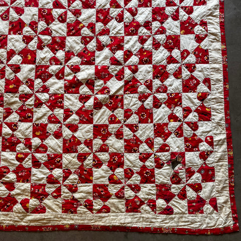 Antique Hand stitched Picnic Quilt - 7' x 5.5'