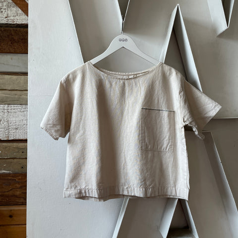 70’s Homemade Cropped Linen Pocket Tee - Small