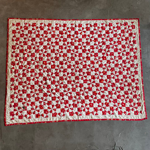 Antique Hand stitched Picnic Quilt - 7' x 5.5'