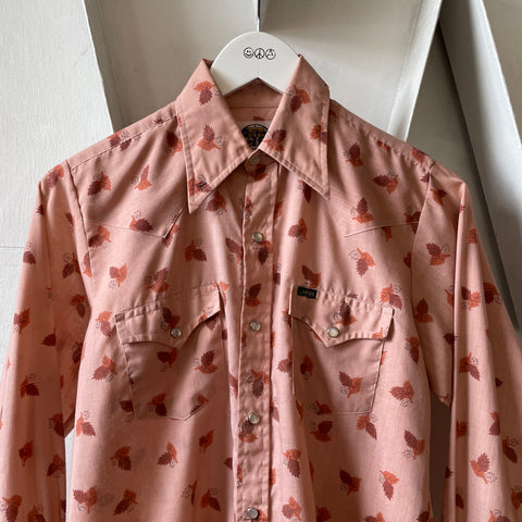 70’s Leaf Print Western Shirt - Medium