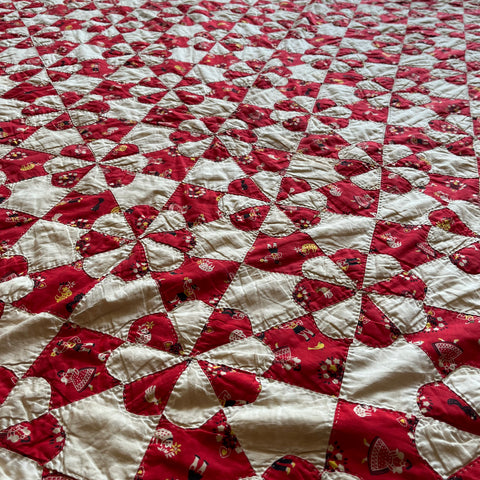Antique Hand stitched Picnic Quilt - 7' x 5.5'