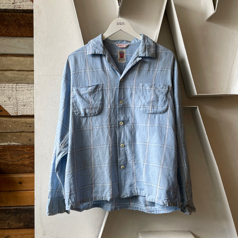 70’s Faded Blue Boxy Loop Collar - Medium