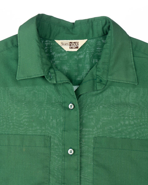 80’s Sears Boxy Green Button-Up - Medium