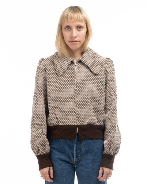60’s Patterned Zip-Up Jacket - Small