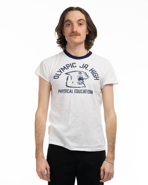 70’s Phys Ed Champion Blue Bar Tee - Small