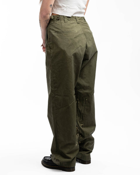 WW2 Painted M-43 Cotton OD Field Trousers- 28” x 30”