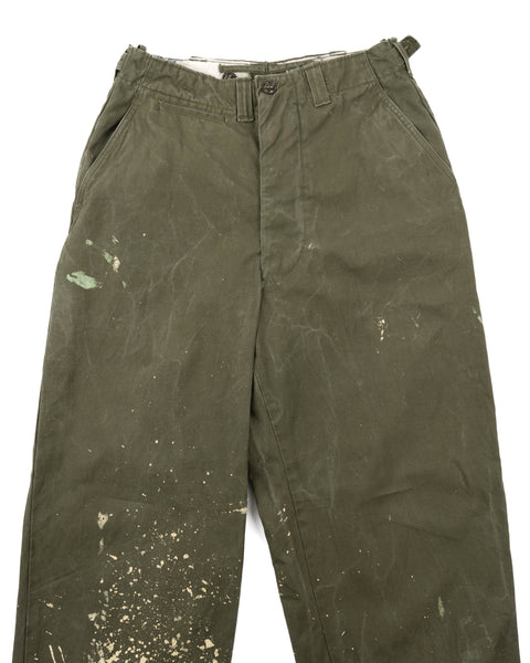 WW2 Painted M-43 Cotton OD Field Trousers- 28” x 30”
