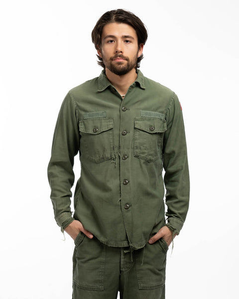 60's Stenciled OG-107 Utility Shirt - Large
