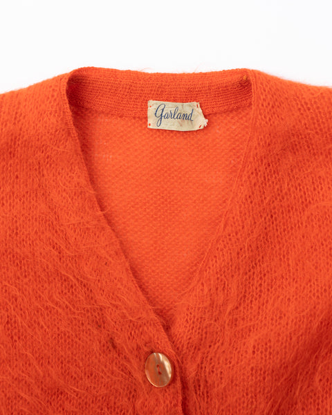 60’s Fuzzy Orange Cardigan - Medium