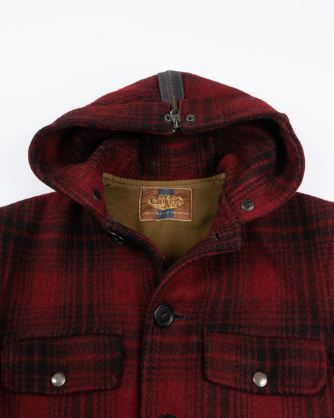 50’s Heavy Wool Hooded Plaid Jacket - Medium