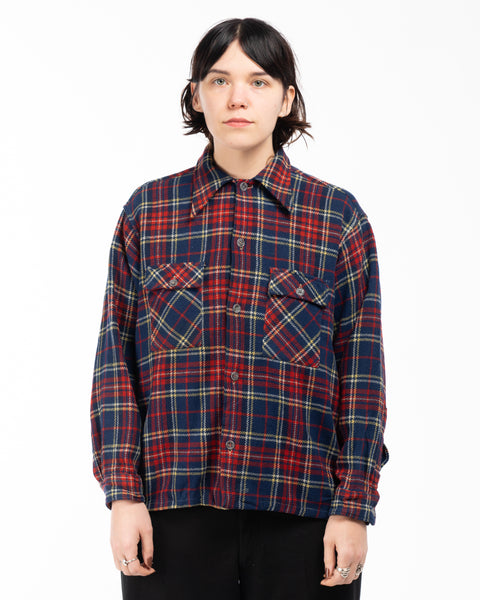 50’s Wool Plaid Flannel Shirt - Large