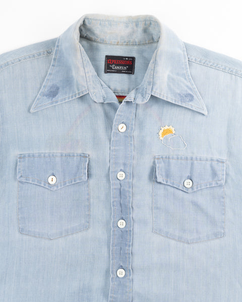 70’s Cloud Embroidered Chambray - Medium