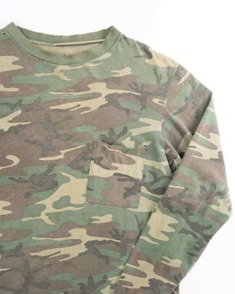 80’s Faded Camo Long Sleeve Tee - Large