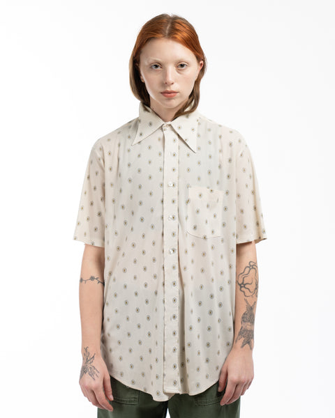 70’s Poly Short Sleeve Button-Up - Medium