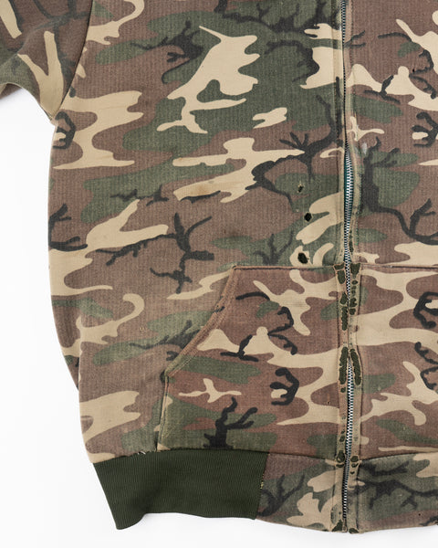 70’s Thrashed Camo Zip Hoodie - Medium