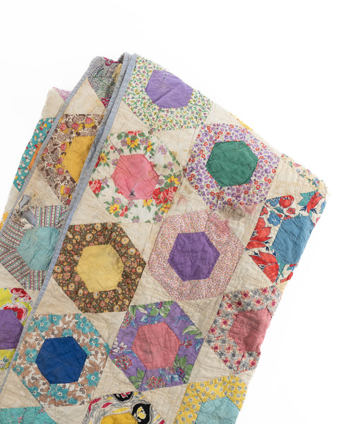 Antique Patterned Quilt - 7.5’ x 6.5’