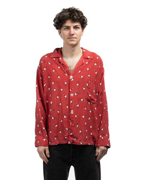 50's Rayon Woodcutter Pull-Over Shirt - Large
