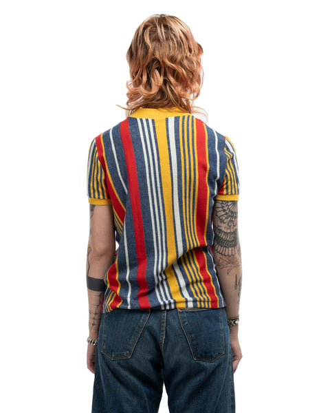 70's Striped Mock Neck Tee - Small