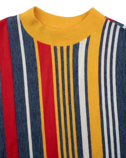 70's Striped Mock Neck Tee - Small