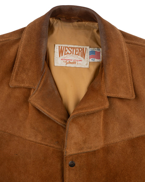 80's Suede Schott Western Jacket - XL