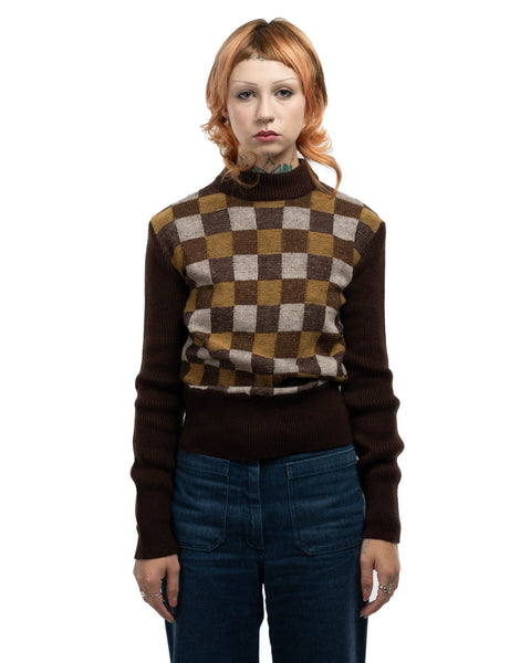 60's Patterned Mock Neck Sweater - Medium