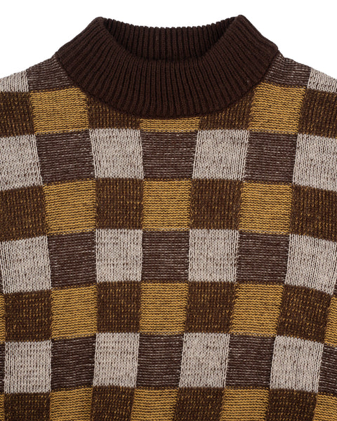 60's Patterned Mock Neck Sweater - Medium