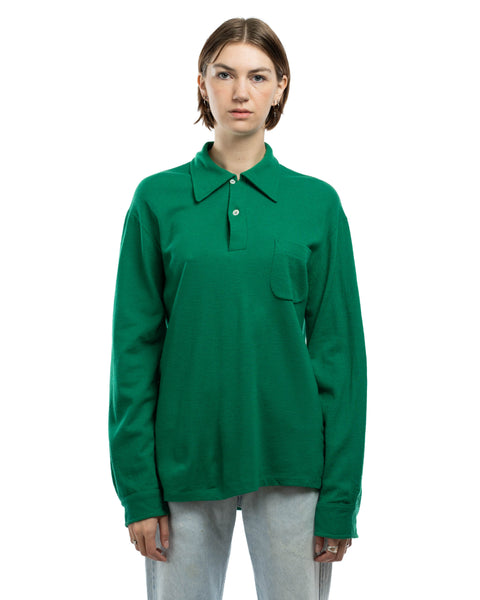 60's Wool Loop Collar Polo Shirt - XL
