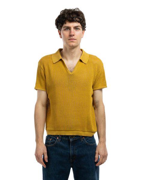 60's Loose Knit Polo Shirt - Medium