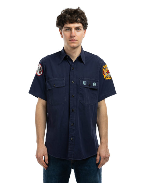 40's Peeing Dog Patch Fire Fighter Shirt - Medium