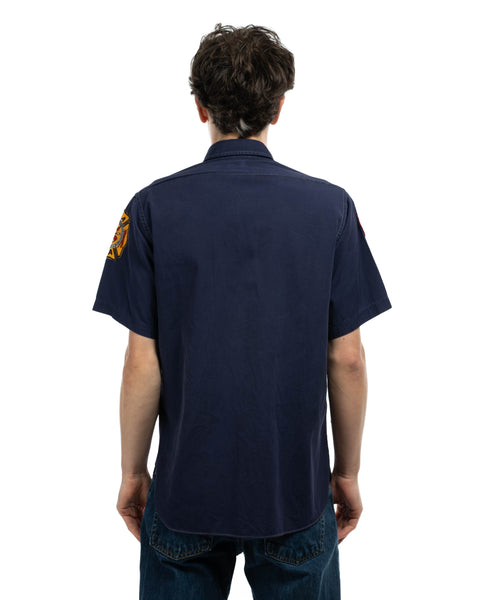 40's Peeing Dog Patch Fire Fighter Shirt - Medium
