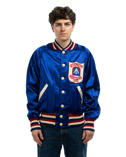 50's Army Track & Field Satin Jacket - Large